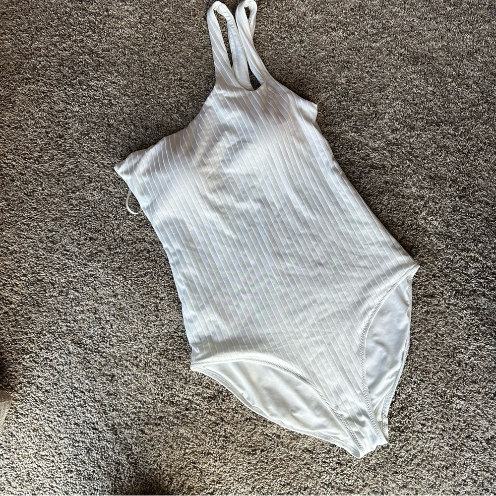 AERIE RIBBED SHINE ONE SHOULDER ONE PIECE SWIMSUIT